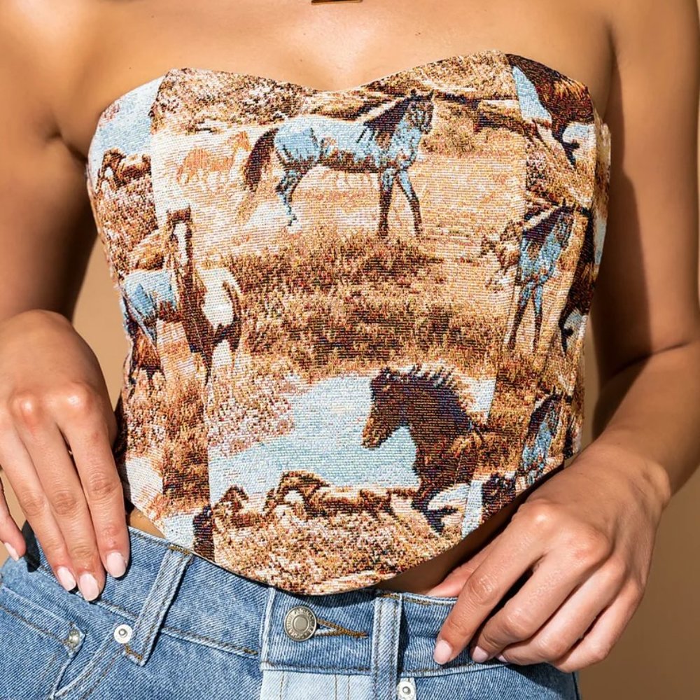 LALA Wild Hearted Jacquard Corset Top